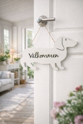 Välkommen skylt med hund TAX