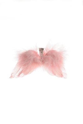 Rosa duniga  ängla vingar . Med metall nypa / klipp på baksidan. Att pynta, pyssla och  dekorera med. Tillverkade av dun / fjädr