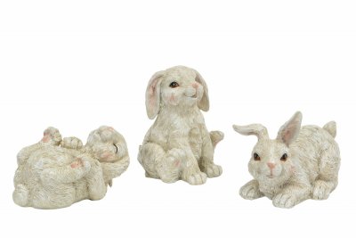 Gulliga vita kaniner att dekorera med. Finns i flera olika modeller -Sittande kanin -Liggande på rygg -Liggande kanin -Hela Fami