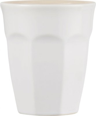 Mynte Cafe Latte kopp utan öra i nyans Pure White. Praktisk stapelbar modell som passar lika bra till kaffe och te som saft elle