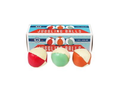Jonglerbollar i gammeldags design och retro nostalgi inspirerande förpackning. I 3-pack om tre bollar i greppvänlig modell.  ytt
