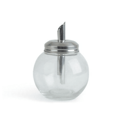 Klassisk sockerströare i glas . Bollformad i rör/pip modell.  Höjd: 11,5cm Bredd: ca8 cm