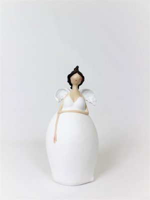 Ängel Magga stående modell med vit klänning och kvinnliga kurvor. Välarbetad och detaljfull i unik modell. Från Mitt och Ditt  M