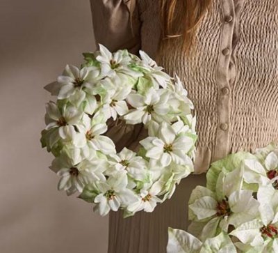 Vacker krans med vita julstjärnor