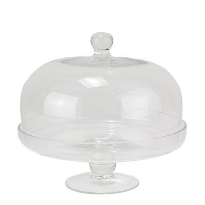 Tårtfat / kakfat på fot med glaskupa