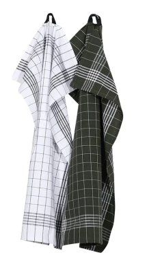 Kökshandduk Astrid klassisk i grönt och vitt 