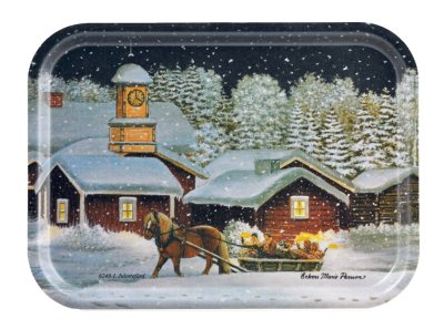 Större bricka Julottefärd av Erkers Marie Persson