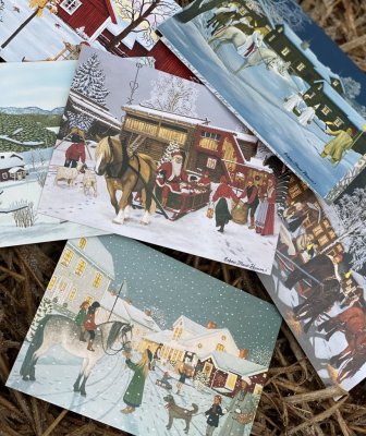 Vykort / julkort med vackert jul motiv av  Erkers Marie Persson från Leksand  i Pack om 8st vykort   Mäter 15*11cm