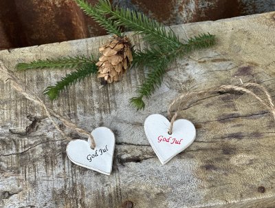Vitt hjärta med text God Jul