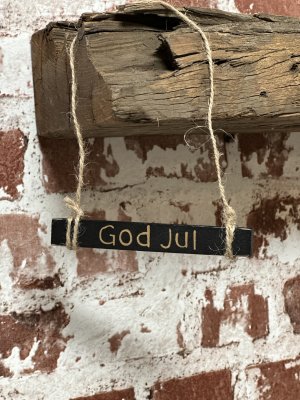 Svart God Jul skylt med snören