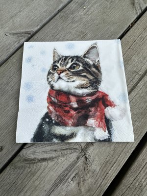 Servetter jul / vinter med katt