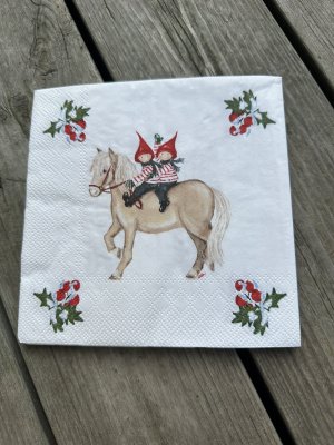 Servetter Tusse med Nissar på häst