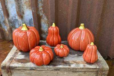 Röd Orange pumpa i keramik