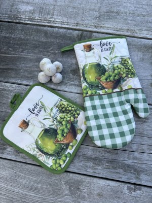 Grytlapp och grytvante Olive 