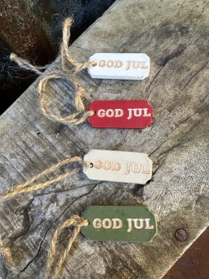 God jul tags / skylt på snöre 