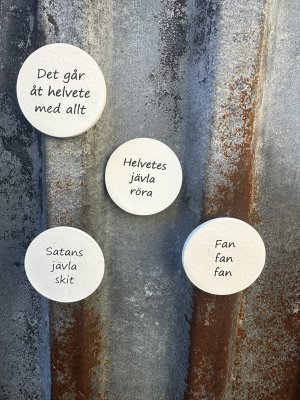 Kylskåpsmagnet med vardags ironi 