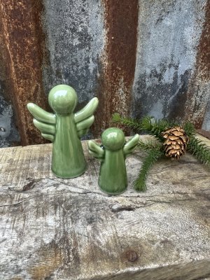 Ängel julängel i porslin grön 