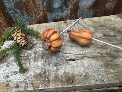 Pumpa på stick att dekorera med