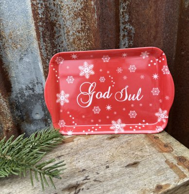 Bricka God Jul med snöflingor