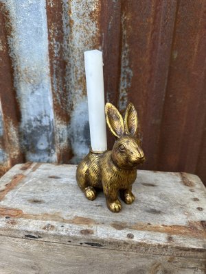 Ljusstake kanin i guld