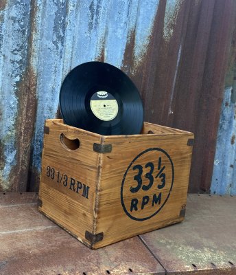 Trälåda Vinyl för LP-skivor i retro modell