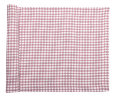 Madicken löpare rutig i rosa och vitt