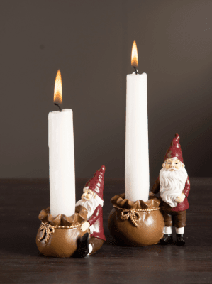 Tomte ljusstake tomte med säck 