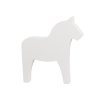 Vit stående häst / dalahäst i trä med lätt fabriks slitna inslag. Att dekorera och pynta med eller att texta på och ge bort vid