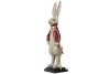 Ståtlig kaninherre med röd frack med guld dekorationer. Kaninen är högre i modellen och har långa öron samt en guld färgad käpp.