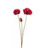 Röd vallmo med två utslagna röda blommor och en knopp. Välarbetad och vacker konstgjord blomma. Mäter 75cm