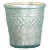 Gröna mönstrade ljusglas i fattigmanssilver