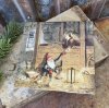 Vackra gammeldags designade servetter Trogna Vänner . med motiv av tomtefar i stallet med en häst Färgfulla och detalj fulla ser