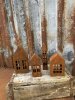 Rostiga hus till dekoration 4-pack