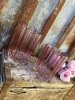 Ljuslykta till lika vas i rosa glas