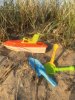 Båt sand strand och vatten lek 