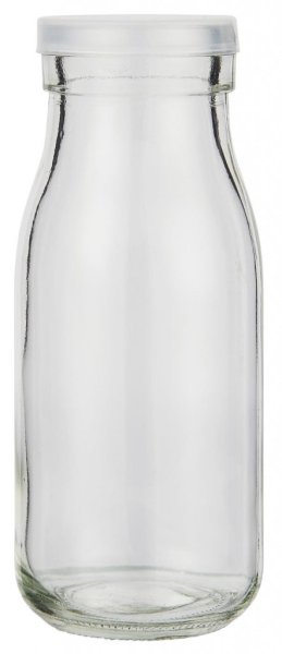 Glasburkar / flaskor i mindre i rund modell med plast lock. Snygg och praktisk modell för förvaring i hemmets alla rum. Finns i