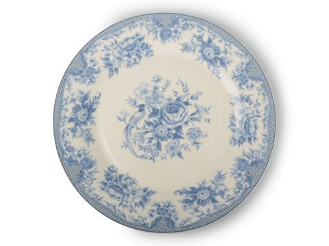 Vit Tallrik Ester med blå rosor assiett och djup tallrik