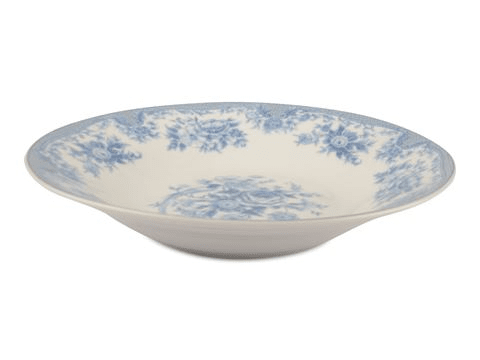 Vit Tallrik Ester med blå rosor assiett och djup tallrik