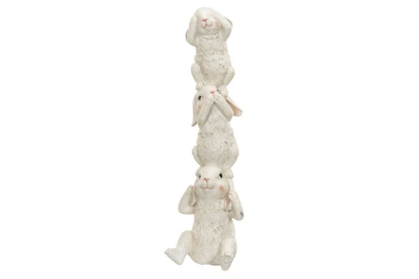 Söt vita kaniner som klättrat och upp staplat sig på varandra. Detaljfull och välarbetad med fina detaljer runt om . Att dekorer