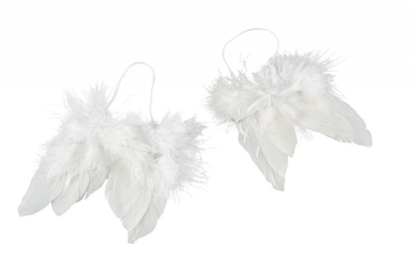 Vackra vita duniga änglavingar i mindre modell . Att hänga och dekorera med. Tillverkade av dun / fjädrar. Med snöre upptill.
