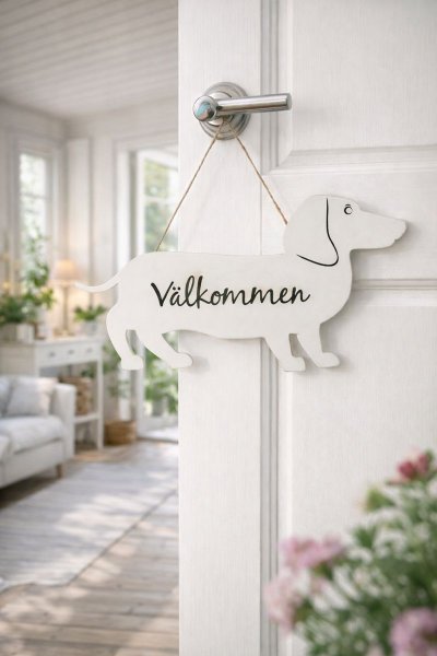 Välkommen skylt med hund TAX