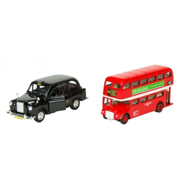 London buss och klassisk London Taxi