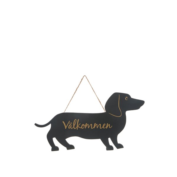 Välkommen skylt med svart hund Tax