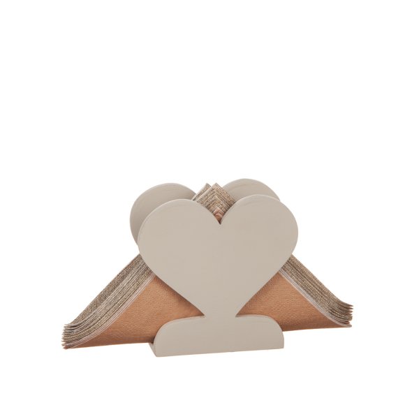 Servettställ hjärta modell sand
