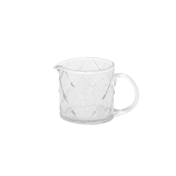Glaskanna med mönster och handtag