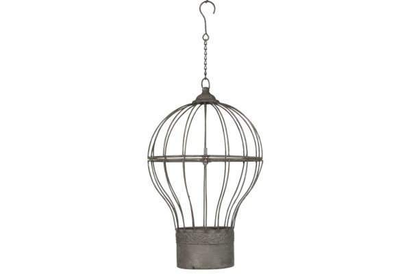 Fransk antik luftballong att hänga för plantering, förvaring och dekoration. Ruffigt, rostigt i antik stil. Stilfull och detalj