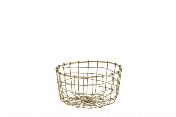 Mindre korg i en gammeldags antik guld färgad nyans och fil de fer stil. Finns i tre olika modeller. -Oval -Rund -Avlång Passand