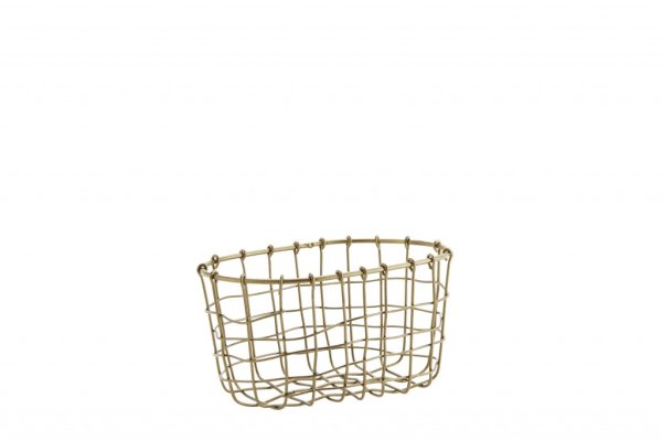 Mindre korg i en gammeldags antik guld färgad nyans och fil de fer stil. Finns i tre olika modeller. -Oval -Rund -Avlång Passand