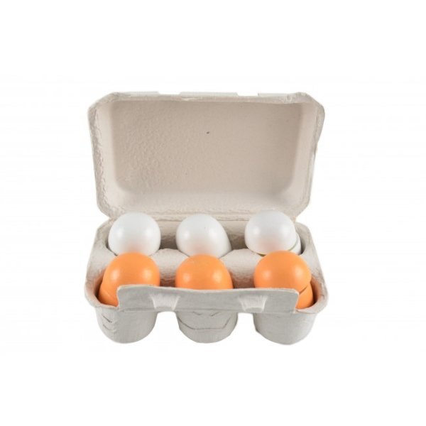 Ägg i trä i äggkartong