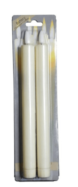 Vita LED timer ljus / antikljus med klart kallare sken/ljus. Säljes i pack om två ljus. Drivs av två AA batteri (ingå ej). Ger e